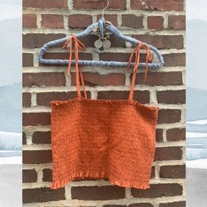 Wild Fable Orange Ruched Tie Shoulder Top (XXL)